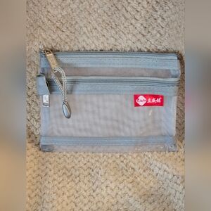 COPY - 2 Pocket Nylon Mesh Mini Zipper Bag, Gray/Light Gray, NWOT